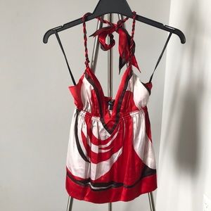 Bebe Silk Halter Top